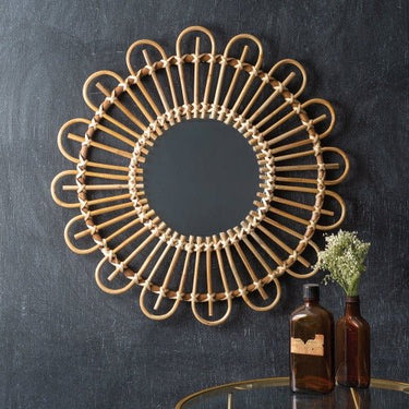 Mamma Mia's Closet Hanging Rattan Wall Mirror Mirrors